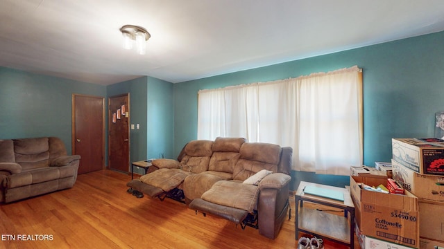 living area with wood finished floors