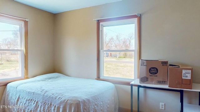 bedroom with multiple windows