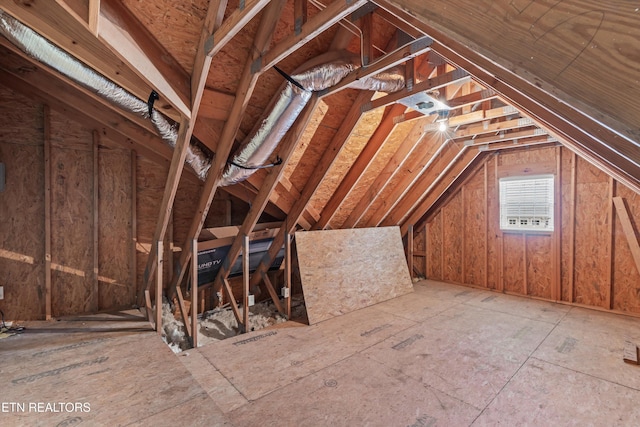 view of unfinished attic