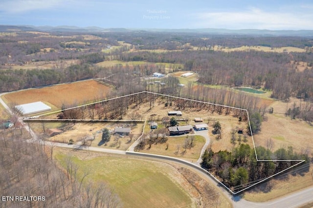 aerial view with a rural view