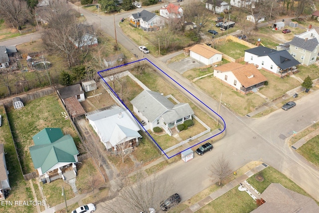 bird's eye view with a residential view