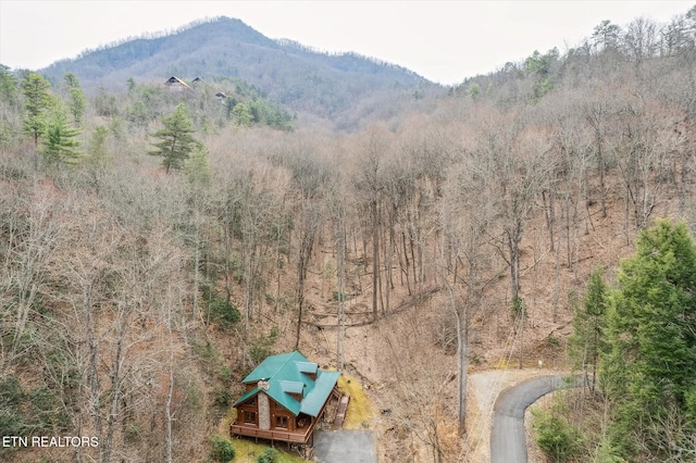 property view of mountains featuring a view of trees