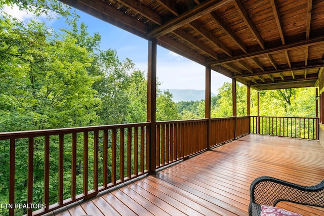 deck with a view of trees