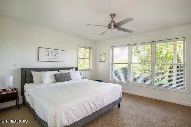 bedroom featuring baseboards and a ceiling fan