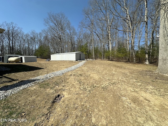 view of yard featuring an outbuilding and a pole building