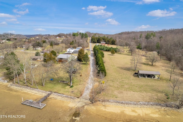 birds eye view of property featuring a rural view