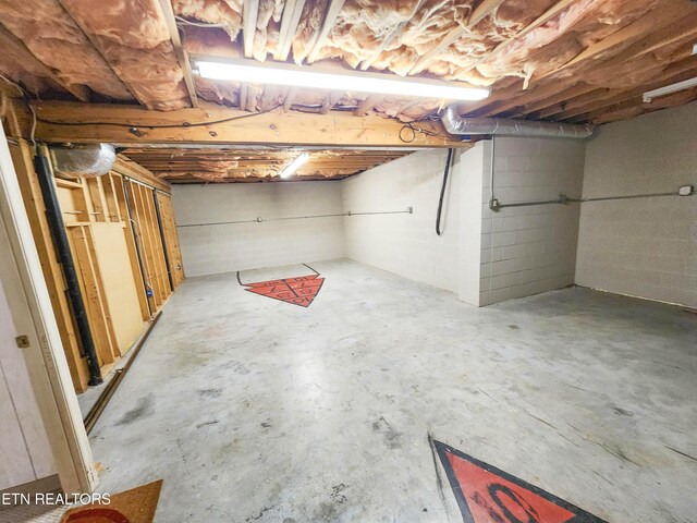 view of unfinished basement