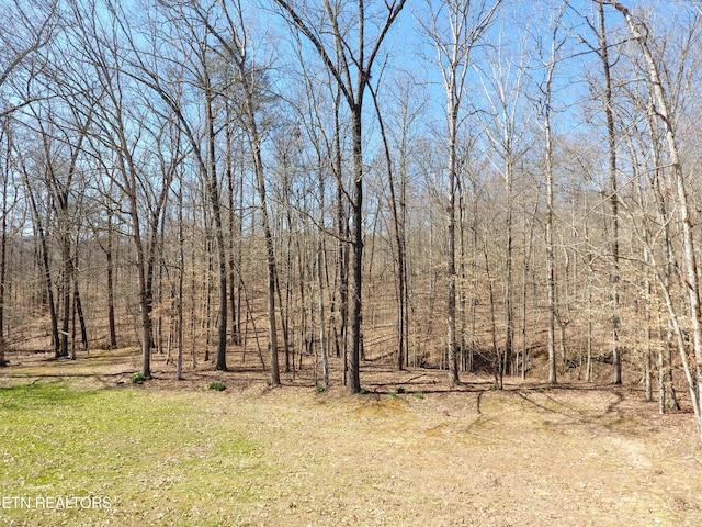 view of landscape featuring a wooded view