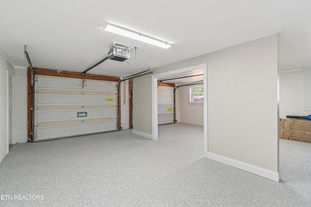 garage with a garage door opener