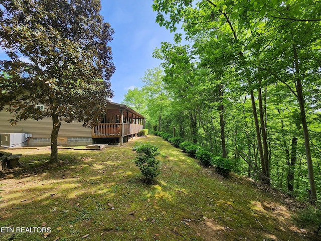 view of yard with a deck