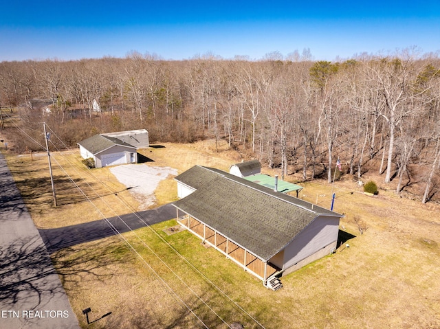 drone / aerial view with a forest view