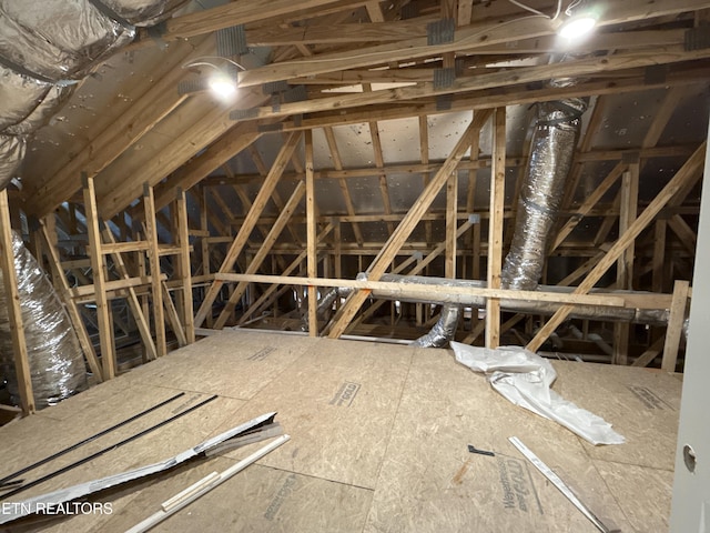 view of unfinished attic