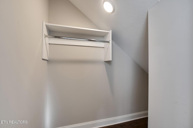 spacious closet with lofted ceiling