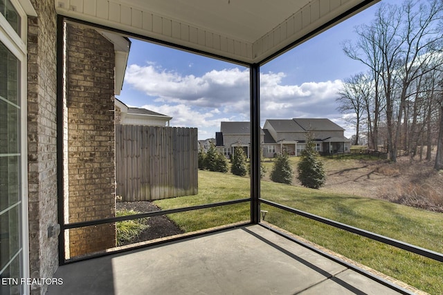 view of unfurnished sunroom