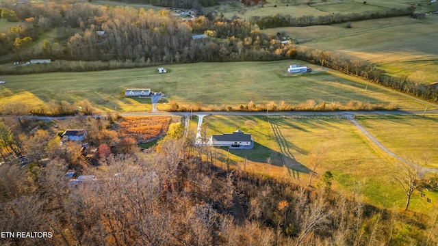 drone / aerial view with a rural view