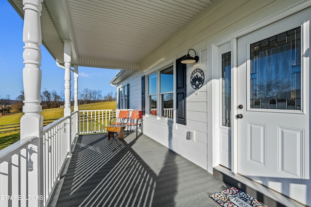 deck with a porch