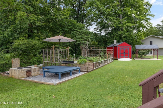 1301 Chert Pit Rd, Knoxville, TN 37923 - view of green lawn featuring a garden and a storage shed