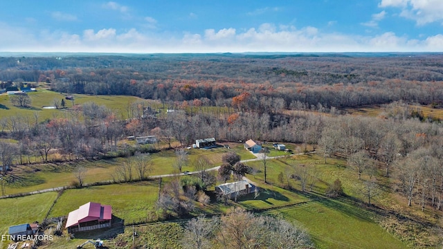 drone / aerial view featuring a rural view