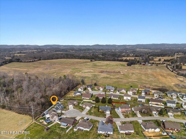 drone / aerial view with a rural view