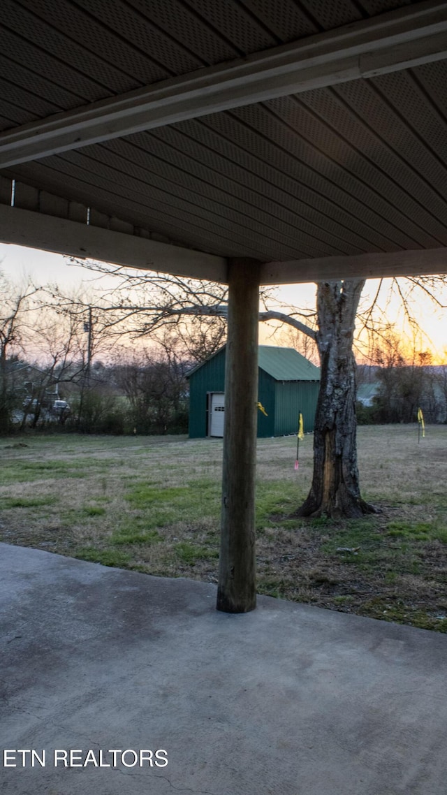 view of patio / terrace featuring an outdoor structure