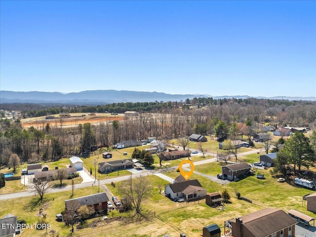 drone / aerial view with a mountain view