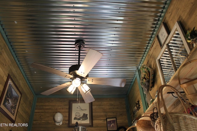 299 Harmony Way, Cosby, TN 37722 - detailed view of wood walls and a ceiling fan