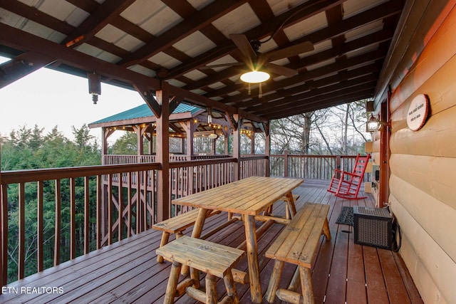 wooden terrace with a gazebo