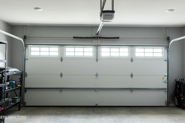garage with a garage door opener