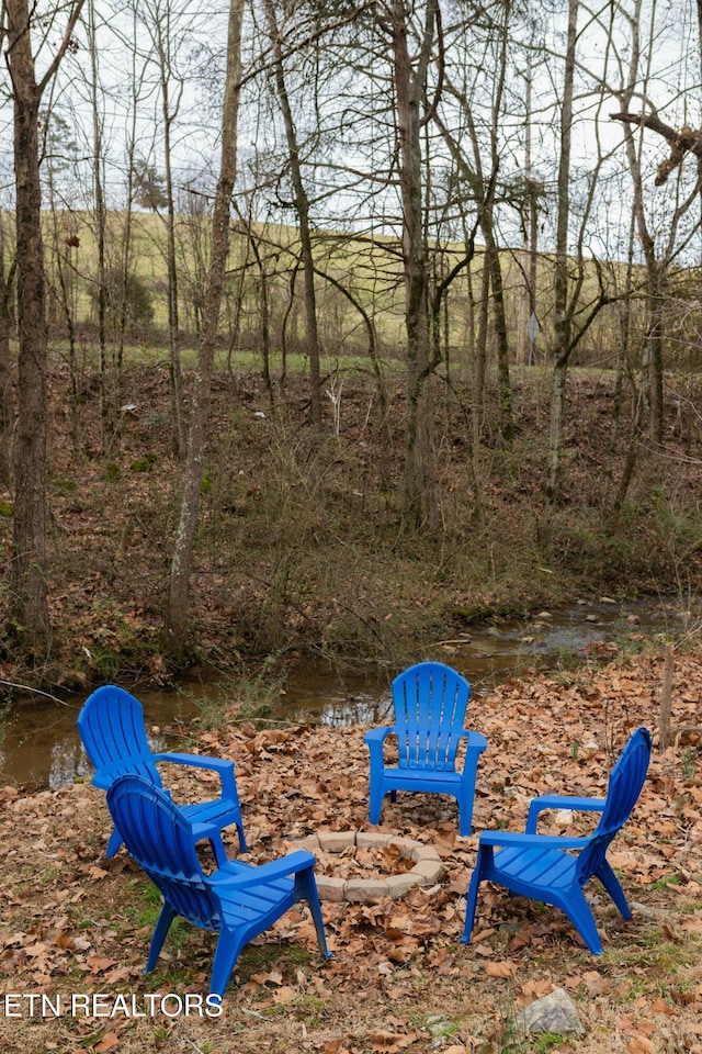 view of yard with an outdoor fire pit