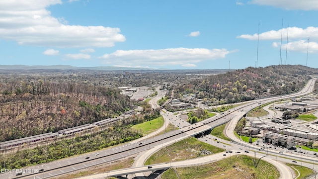 drone / aerial view with a mountain view