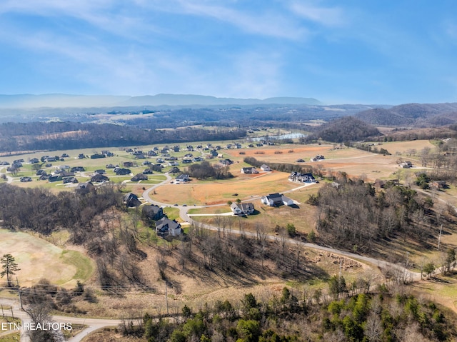 aerial view with a rural view and a mountain view