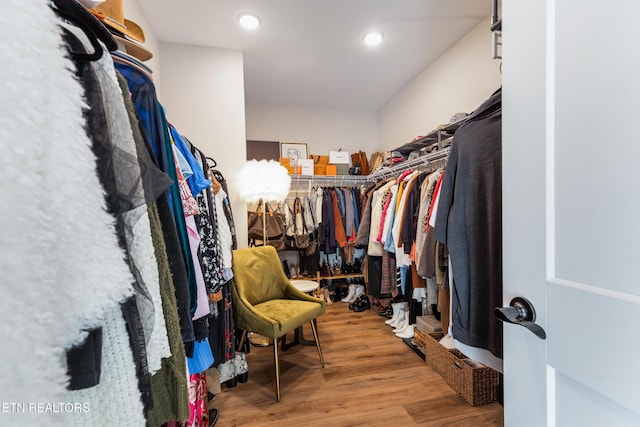 spacious closet featuring wood finished floors