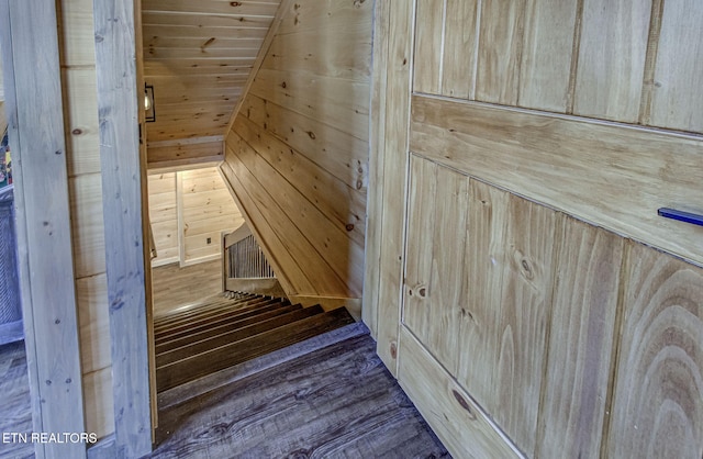 view of sauna with wood finished floors