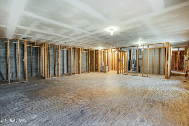 view of unfinished basement