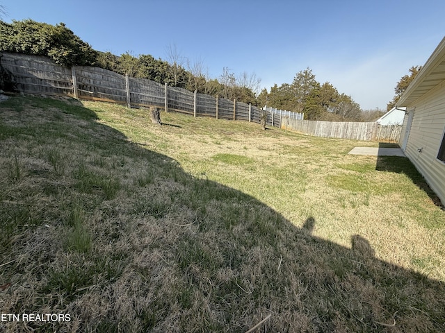 view of yard featuring a fenced backyard