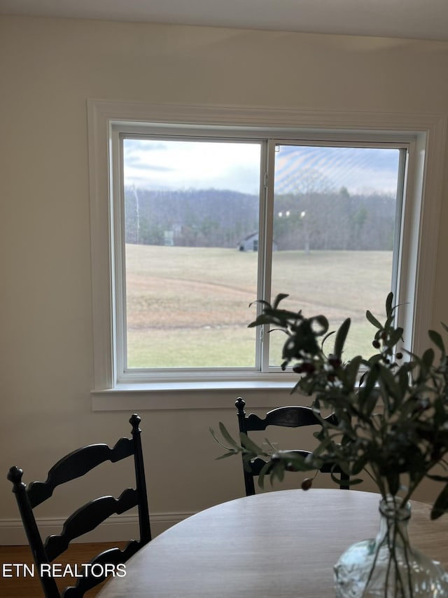 dining space featuring a healthy amount of sunlight and baseboards