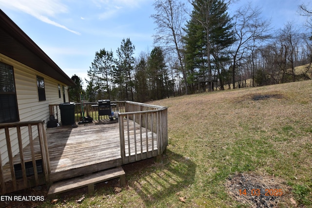 wooden deck with grilling area