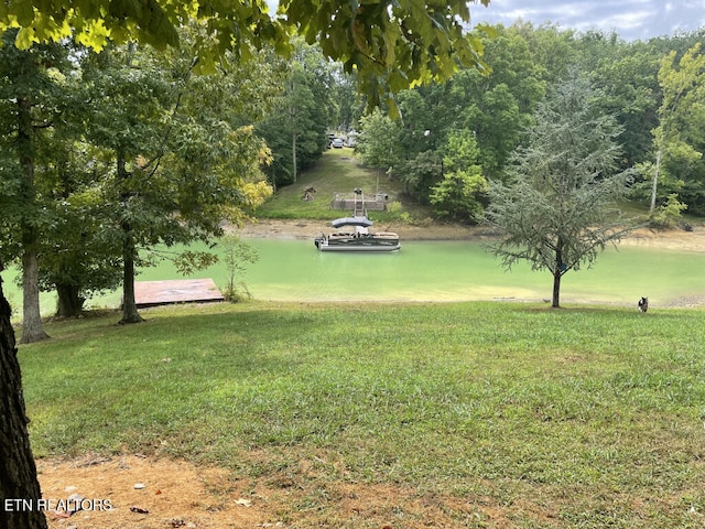 view of home's community featuring a yard and a water view