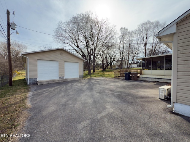 view of detached garage