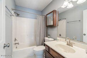 8836 Nubbin Ridge Rd, Knoxville, TN 37923 - full bathroom with shower / bathtub combination with curtain, vanity, and toilet