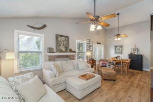 8836 Nubbin Ridge Rd, Knoxville, TN 37923 - living area with wood finished floors and ceiling fan