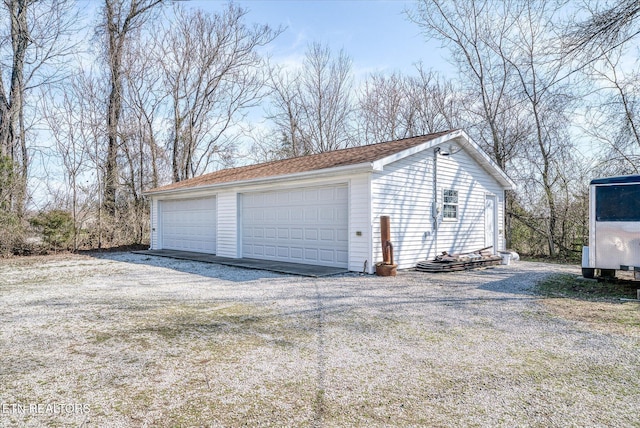 view of detached garage