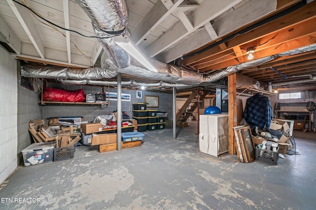 basement with stairway