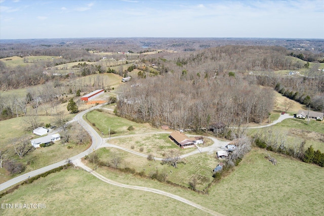 aerial view with a rural view