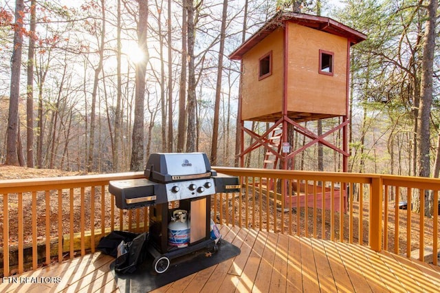 deck featuring grilling area