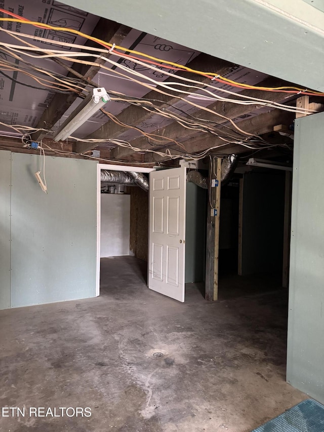 view of unfinished basement