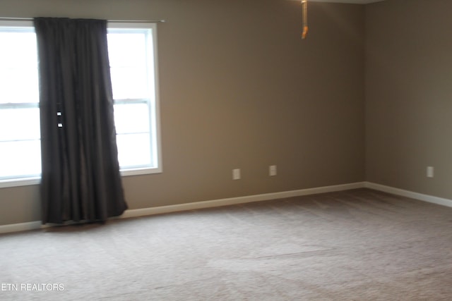 spare room featuring plenty of natural light, baseboards, and carpet floors