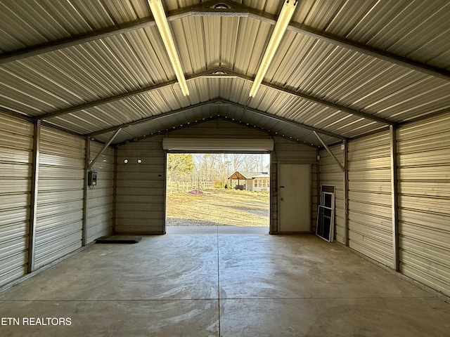 garage featuring metal wall