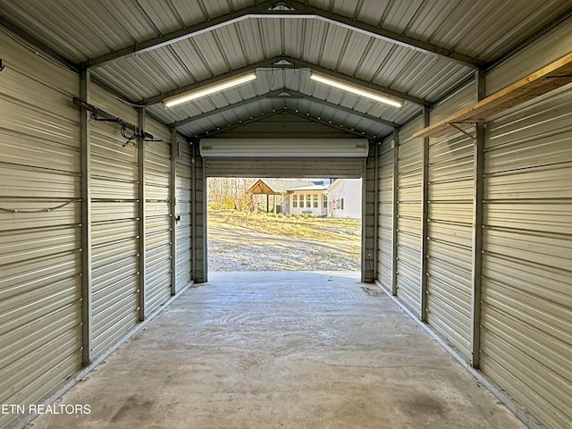 interior space featuring metal wall