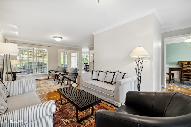 5633 Eagle Crest Ln, Knoxville, TN 37921 - living area with baseboards, crown molding, and wood finished floors